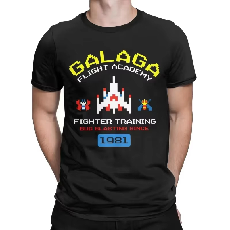 Retro Gaming Space - Крутая футболка с принтом Galaga в