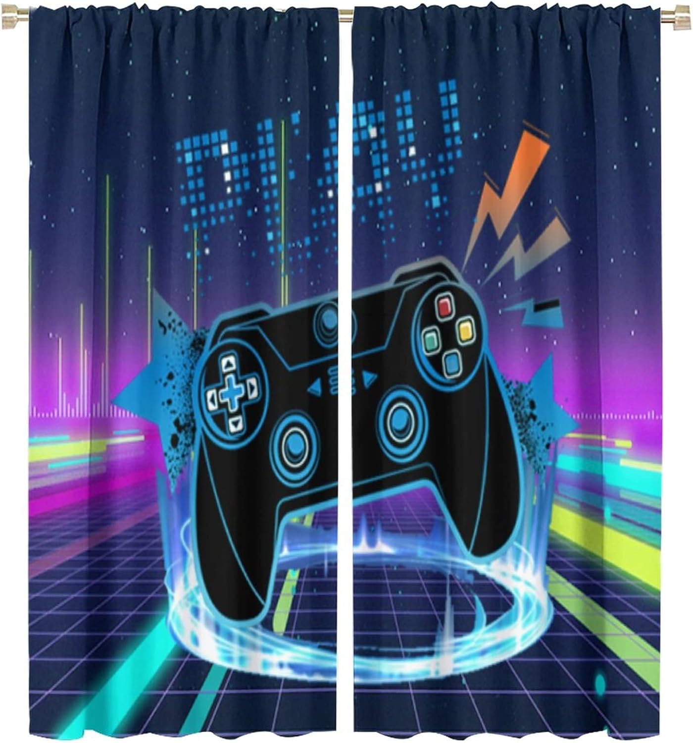 2 шторы с неоновым принтом игр – обзор и цена Retro Gaming Space